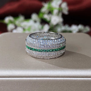 Green/White CZ Rings - Wedding Party Finger Jewelry