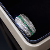 Green/White CZ Rings - Wedding Party Finger Jewelry