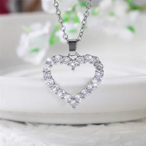 Princess Heart Pendant Necklace Silver Jewelry for Women