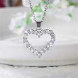 Princess Heart Pendant Necklace Silver Jewelry for Women