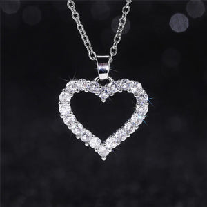 Princess Heart Pendant Necklace Silver Jewelry for Women