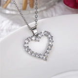 Princess Heart Pendant Necklace Silver Jewelry for Women