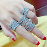 Sparkling Women's CZ Wide Ring for Wedding Party