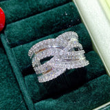 Sparkling Women's CZ Wide Ring for Wedding Party