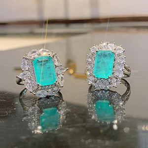 Blue-green CZ Women's Engagement Wedding Ring Gorgeous Jewelry