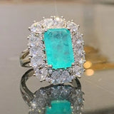 Blue-green CZ Women's Engagement Wedding Ring Gorgeous Jewelry