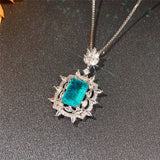 Green CZ Necklace Women Wedding Party Accessories