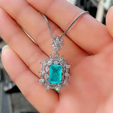 Green CZ Necklace Women Wedding Party Accessories