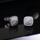 Princess Square CZ Stud Earrings, Classic Jewelry