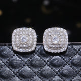 Princess Square CZ Stud Earrings, Classic Jewelry