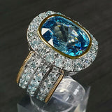 Brilliant Sky CZ Two Tone Bridal Wedding Party Lady Ring