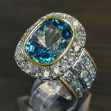 Brilliant Sky CZ Two Tone Bridal Wedding Party Lady Ring