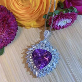 Purple Cubic Zirconia Love Pendant Necklace for Anniversary