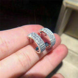 Small Hoop Earrings with CZ Stones, Daily Wearable Party Girls Jewelry