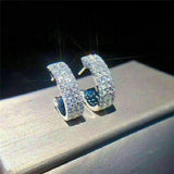 Small Hoop Earrings with CZ Stones, Daily Wearable Party Girls Jewelry