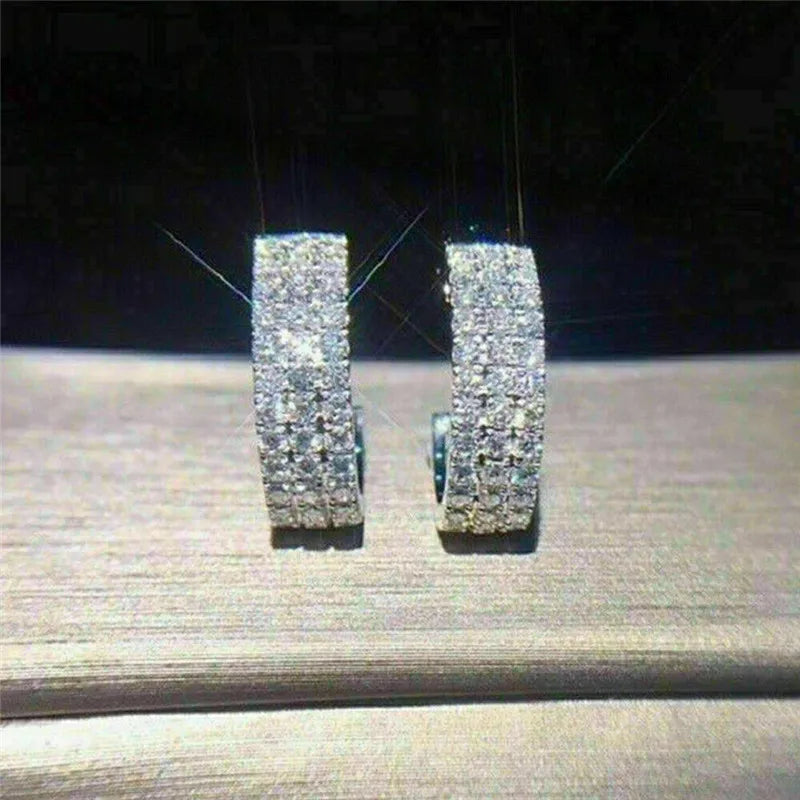 Small Hoop Earrings with CZ Stones, Daily Wearable Party Girls Jewelry