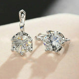 Silver U Shape Hoop Earrings Inlaid Cubic Zirconia Women Wedding Jewelry