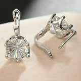 Silver U Shape Hoop Earrings Inlaid Cubic Zirconia Women Wedding Jewelry