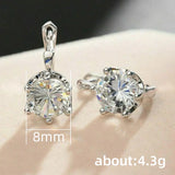 Silver U Shape Hoop Earrings Inlaid Cubic Zirconia Women Wedding Jewelry