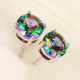 Classic Multicolor CZ Stud Earrings Stylish Female Accessories