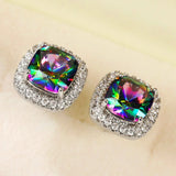 Classic Multicolor CZ Stud Earrings Stylish Female Accessories