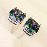 Classic Multicolor CZ Stud Earrings Stylish Female Accessories
