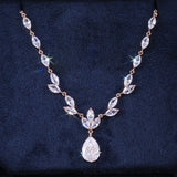 Gorgeous Water Drop CZ Pendant Necklace Bling Iced Out Wedding Gift
