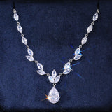 Gorgeous Water Drop CZ Pendant Necklace Bling Iced Out Wedding Gift