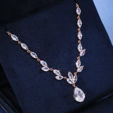 Gorgeous Water Drop CZ Pendant Necklace Bling Iced Out Wedding Gift