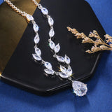 Gorgeous Water Drop CZ Pendant Necklace Bling Iced Out Wedding Gift