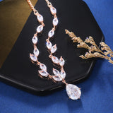 Gorgeous Water Drop CZ Pendant Necklace Bling Iced Out Wedding Gift