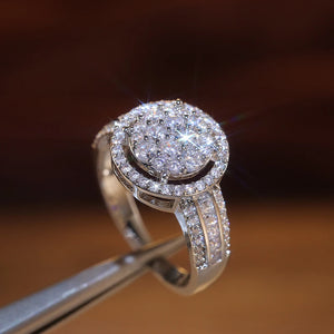 Round Watch Bridal Wedding Rings Full Paved CZ Lady Ring