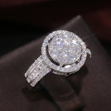 Round Watch Bridal Wedding Rings Full Paved CZ Lady Ring