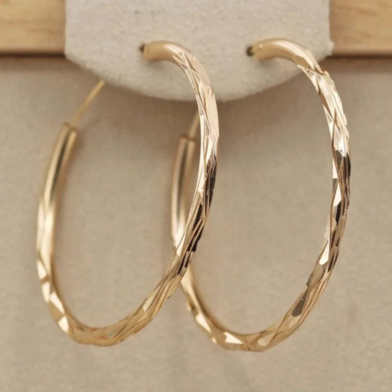 Geometric Pattern Hoop Earrings - Women's Fashion Jewelry