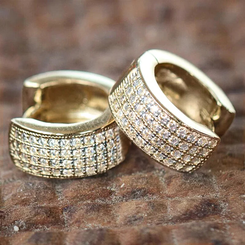 Small Circle Hoop Earrings 4-Row CZ Silver/Gold Accessories Party Jewelry