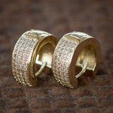 Small Circle Hoop Earrings 4-Row CZ Silver/Gold Accessories Party Jewelry