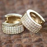 Small Circle Hoop Earrings 4-Row CZ Silver/Gold Accessories Party Jewelry