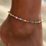 Colorful Bead Anklet Women Unique Boho Rainbow Epoxy Ankle Bracelet