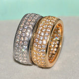 Couple Rings Women/Men Wedding Bands Full Paved CZ Stone Silver/Gold