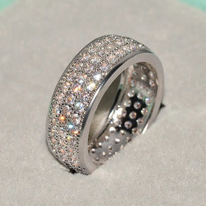 Couple Rings Women/Men Wedding Bands Full Paved CZ Stone Silver/Gold