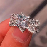Princess Square CZ Wedding Engagement Ring
