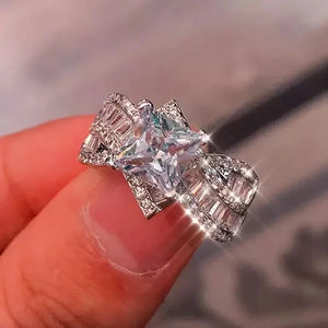 Princess Square CZ Wedding Engagement Ring