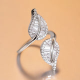 Double Leaves Adjustable Wedding Bands Bridal Finger Accessories