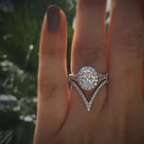 V Women Wedding Rings Silver Female Accessories Engagement Party CZ Jewelry