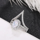 V Women Wedding Rings Silver Female Accessories Engagement Party CZ Jewelry