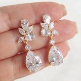 Crystal Drop Earrings CZ Women's Silver Jewelry
