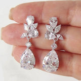 Crystal Drop Earrings CZ Women's Silver Jewelry