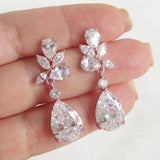 Crystal Drop Earrings CZ Women's Silver Jewelry