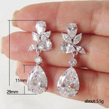 Crystal Drop Earrings CZ Women's Silver Jewelry