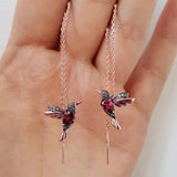 Huitan Colorful Birdie Long Chain Dangle Earrings for Dance Party